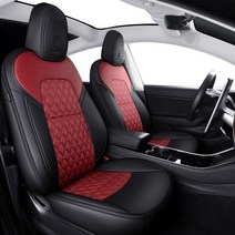 자동차 시트 커버 매트 따듯한 쿠션 tesla model y 맞춤형 액세서리 model y 전체 덮힌 가죽 for 5 Seats model y, 버건디와 블랙