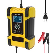 전기차 완속 가정용 충전기 케이블 12V 24V 대용량 12A 범용 자동차 배터리 충전기 트럭 용 유지 장치 AGM, 02 Yellow EU Plug