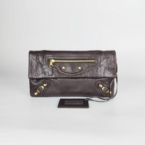 [발렌시아가] [빈티지] 자이언트 엔벨롭 3247079 브라운 가죽 여성 클러치 6083