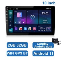 인드로이드오토 ESSGOO-2 딘 7 9 10 인치 안드로이드 자동차 라디오 2G 32G 범용 멀티미디어 플레이어 카플레이 자동 스테레오 블루투스, 06 10 inch Add 4CAM
