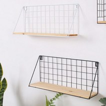 빈티지 카페 장식용 벽걸이형 철제원목 선반 무지주벽선반 튼튼한, 화이트