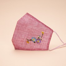 하마공방 전통 모시 꽃자수 숨쉬기 편한 필터교체 여름 쿨 한복 패션 마스크 성인 어린이