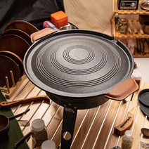 솥뚜껑 캠핑 그리들팬 400mm+가죽손잡이 2P