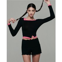 여성 요가복 DEVI-B0061-블랙 필라테스 비비아나 골지 쇼츠