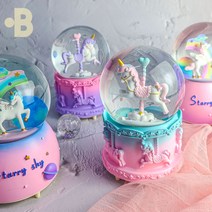 본디자인랩 유니콘 자동 LED 워터볼 회전목마 오르골 스노우볼 에펠탑, 03_ 핑크 에펠탑 - A. Mint Pink
