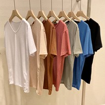 일리코 / 마로스 린넨 브이넥 베이직 반팔 티셔츠 7컬러