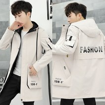 Z3JC 봄가을 멋스러운 캐주얼 후드 점퍼 미디 남성 트렌치코트