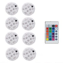 10Led 원격 제어 RGB 수중 조명 배터리 작동 수영장 액세서리 야외 조명 정원 파티 장식, 1 Controller 8 Lamp_8