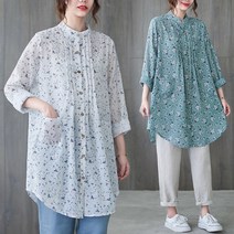 도니와 여성 차이나카라 플라워블라우스 예쁜블라우스 핀턱블라우스 꽃무늬셔츠 예쁜셔츠 롱남방 데일리룩 빈티지블라우스 출근패션 여행패션 리조트룩 꽃무늬블라우스 데이트룩 피크닉룩 롱셔츠