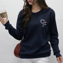 여자친9 [당일발송] 래터링 볼륨자수 빅사이즈(S~2XL) 소프트 맨투맨-26칼라