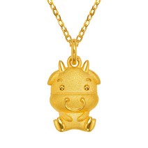 한국금다이아몬드 24K 순금 아기 소 돌목걸이 3.75g 돌잔치 100일 선물