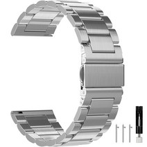 PODOEIL 22mm 퀵 릴리즈 메탈 시계 밴드 내구성이 뛰어나고 세련된 스테인리스 스틸 스트랩 워치 Garmin 화웨이 남성용 실버555429, Sliver