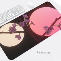 장패드 온열 무선충전 게이밍 마우스 블랙 패드 벚꽃 데스크 매트 핑크 사쿠라 쿠션 키보드 컴퓨터 테이블 홈 인테리어 오피스 액세서리, [03] 350x600x2mm, [03] 3