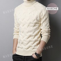 Makone 상표등록 목폴라니트 겨울 목폴라 털옷 남성트렌드한 복고 가디건 젊은느낌 슬림핏 두꺼운 보온 남성복 굵은털실 옷