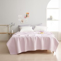 바닐라빌리지 나폴리 고밀도 60수 순면 줄누비 여름 스프레드 패드 겸 이불 SS/Q, 라벤더퍼플