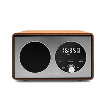 인켈 올인원 블루투스 USB 미니 빈티지 감성 오디오 스피커 FM 라디오, 월넛