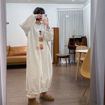 아라니 빅사이즈 여성 롱 원피스 기모 맨투맨 치마 캐주얼 오버핏 등원룩 편한룩