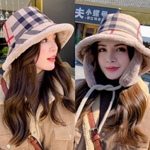 [ORDINA] (3색) 체크 귀달이 벙거지 버킷햇 골프모자 겨울모자 여자골프모자_15771EA, 본상품선택, 본상품선택