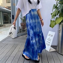 [재고세일]구름맥시롱스커트(블루 베이지-당일배송) 옆지퍼뒷밴딩 여리여리핏