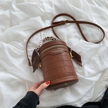 높은 품질 숙 녀 레트로 핸드백 새로운 여성 가방 스톤 패턴 숄더 가방 패션 실크 스카프 대각선 가방 양동이 가방