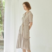 리안뉴욕 코튼 스트라이프 밑단 포인트 원피스
