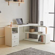 [이지포유가구]엘리스 멀티 책상 세트 1200+서랍장 컴퓨터책상 1인용, 엘리스 멀티 책상 세트 1200+서랍장, 크림화이트+골드