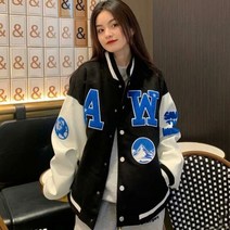 여성야구점퍼 여성야구잠바여자 Streetwear 폭격기 재킷 가을 겨울 패션 대형 긴 소매 야구 유니폼 느슨한