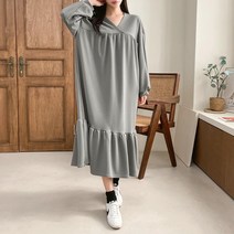 셀러허브(잡화) 여자 가을 임부복 랩 셔링 긴팔 롱원피스