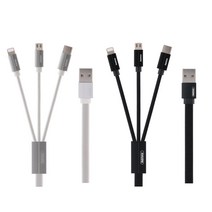 리맥스 3in1 데이터 충전케이블 애플 마이크로 안드로이드 C타입(고속충전), 1개, 케로라 3in1 케이블:화이트
