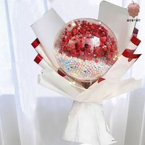 보자기꽃풍선 카네이션풍선 생일 돌잔치 선물 감사, 꽃잎, 붉은색 안개꽃