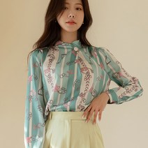BLO041 럭셔리 패턴 실켓 블라우스