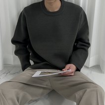 남자 자가드 라운드 겨울 니트