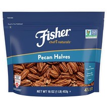 Fisher 피칸 반쪽 473.2ml(16온스) 무염 방부제 없음 천연 글루텐 프리 GMO 프리 비건 팔레오 케토 너트, Pecan Halves_24 Ounces (Pack o