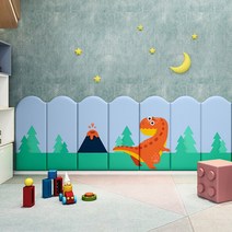 붙이는 벽쿠션 공룡 벽 꾸미기 안전 가드, 사이즈 180×50×3 cm스카이블루