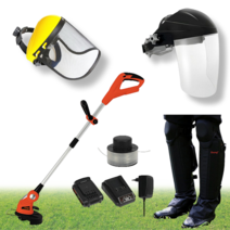 충전 예초기 무선 충전식 벌초기 제초기 잔디 풀 깍기 절삭 안전 용품 급속 보호구 보호대 고급형 초경량 절삭 깎기 벌초용 세트 미니 안전한 기계 잡초 제거 휴대용 보안면 작업 풀셋, OTOS 맨머리형 무색보안면