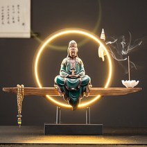 인센스홀더폭포 오일버너 Ecoflow 부처님 역류 향 Led 라이트 보라색 모래 세라믹 폐기물 Encens 배턴 룸 장식 XFYH 아로마테라피, 06 5