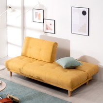 [15조한정 추가할인쿠폰] 에보니아 라인 3인용쇼파 소파베드 패브릭 / 듀얼 등받이3단계각도조절, 패브릭_옐로우