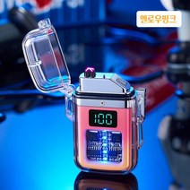 PEARL PANDA투명 케이스 방수 방풍 디지털 USB 전자라이터, 옐로우핑크
