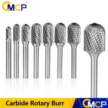 CMCP 텅스텐 카바이드 버 C 금속 밀링 조각 용 더블 컷 로터리 파일 비트 커터 6mm Shank Rotary Burrs, 25x19mm