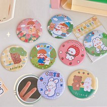 휴대용 캐릭터 미니 화장품 사은품 판촉 손거울 KK490, 캐릭터 미니 손거울_4. 딸기 곰&토끼