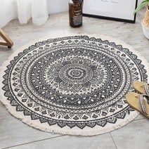 [여로] 북유럽풍 페르시안 린넨 러그(120CM) (블랙) 카페트 소파 포인트 홈데코 안방 카펫 러그 침실 거실