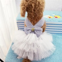 강아지 옷 나시 원피스 패딩 가을 티셔츠 겨울 조끼 후리스 신발 sling dog dress summer dog lace tulle dress pet dog clothes 의상, m, 줄무늬 흰색