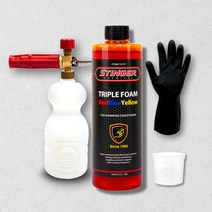 스팅거 트리플폼 컬러폼 500ml 스노우폼 프리워시 폼세차 폼샴푸 세차폼 고농축 폼건용 세제 장갑, 레드, 옵션02 스팅거 트리플 컬러폼 세트