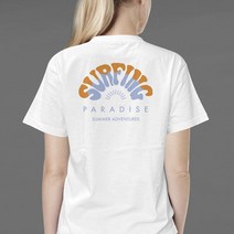 서핑 파라다이스 브랜드 남여공용 반팔 티셔츠