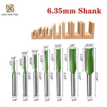 트리머비트 6mm/6.35mm 생크 싱글 더블 플루트 스트레이트 비트 밀링 커터 목재 텅스텐 카바이드 라우터 목공 도구 LT013 7 개, [02] 6.35mm Shank, 02 6.35mm Shank 7PCS