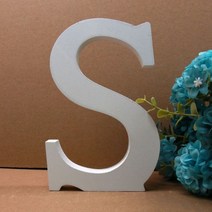 큰 흰색 나무 글자 영어 알파벳 DIY 개인 이름 디자인 아트 공예 15cm 무료 스탠딩 하트 웨딩 홈 장식 1 피스, S_15cm