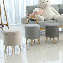 원목 원형 스툴 의자 수납스툴, 수납원목스툴(다크그레이)