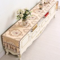SKANDSALO 식탁보 레이스 패브릭아트 직사각형 거실 화장대 신발장 긴테이블 커버먼지방지 덮개천, T17-고정밀 옐로우, C03-40*240CM(적합 장롱 175-200CM)