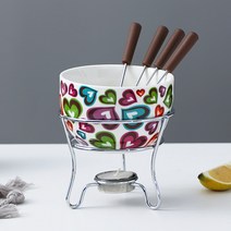 퐁듀그릇 가정용 세라믹 1인 화로 중탕 초코 초콜릿 냄비 캠핑 요리 치즈워머, E 타입