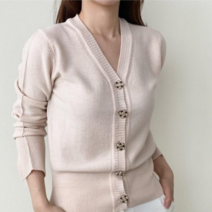 고급 홀가먼트 트임 진주 가디건 니트탑(슈퍼파인 메리노울100%)
